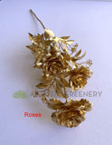 Roses - F0389 Artificial Gold Rose Spray 53cm & F0388 Gold Hydrangea Spray 66cm | ARTISTIC GREENERY