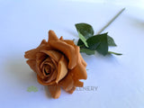 F0391 Latex Single Rose Stem (Open) 75cm Brown Burnt Orange | ARTISTIC GREENERY 