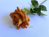 F0391 Latex Single Rose Stem (Open) 75cm Brown Burnt Orange | ARTISTIC GREENERY 
