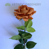 F0391 Latex Single Rose Stem (Open) 75cm Brown Burnt Orange | ARTISTIC GREENERY 