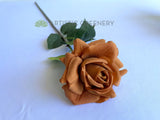 F0391 Latex Single Rose Stem (Open) 75cm Brown Burnt Orange | ARTISTIC GREENERY 