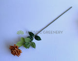 F0391 Latex Single Rose Stem (Open) 75cm Brown Burnt Orange | ARTISTIC GREENERY 