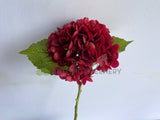 F0395 Real Touch Faux Hydrangea Stem 50cm Red | ARTISTIC GREENERY PERTH