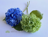 F0395 Real Touch Faux Hydrangea Stem 50cm Light Green / Blue | ARTISTIC GREENERY