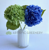 F0395 Real Touch Faux Hydrangea Stem 50cm Light Green / Blue | ARTISTIC GREENERY