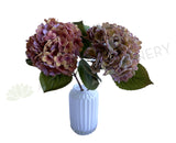 F0396 Rustic Hydrangea Stem (Real Touch) 54cm Pink / Purple