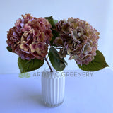 F0396 Rustic Hydrangea Stem (Real Touch) 54cm Pink / Purple