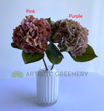 F0396 Rustic Hydrangea Stem (Real Touch) 54cm Pink / Purple