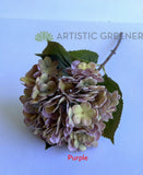 F0396 Rustic Hydrangea Stem (Real Touch) 54cm Pink / Purple