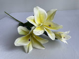 F0406 Artificial Oriental Lily Spray 76cm Light Yellow | ARTISTIC GREENERY