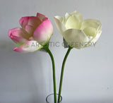 F0415 Artificial Lotus Flower (Nelumbo Nucifera) 90cm Pink / White | ARTISTIC GREENERY