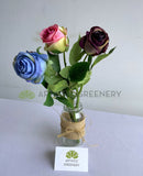 F0417 Silk Single Rose Stem 39cm Blue / Pink / Purple (SPECIAL) | ARTISTIC GREENERY