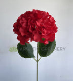 F0424 Silk Hydrangea Single Stem 60cm Red | ARTISTIC GREENERY