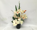 FA1025 - White Magnolia & Orchid Floral Arrangement