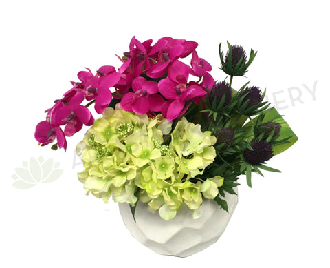 FA1047 - Thistle Orchid & Hydrangea Arrangement (32cm Height)