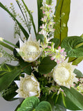 FA1072W - Protea Sugarbushes & Anthuriums Floral Arrangement 80cm Tall | ARTISTIC GREENERY