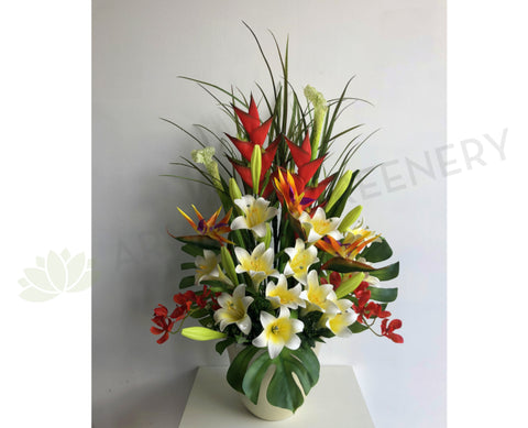 FA1074 - Lilies and Tropical Floral Arrangement 80cm Tall