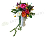 FA1102 - Colourful Flower Arrangement in Lady Head Vase (approx. 40cm Height)