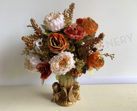 FA1103 - Artificial Glitter Roses & Peonies Floral Arrangement 45cm Tall | ARTISTIC GREENERY