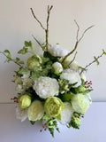 FA1107 - Light Green & White Silk Peony Roses Flower Arrangement 70cm tall | ARTISTIC GREENERY
