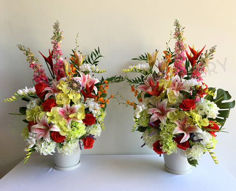 FA1108 - Colourful Flower Arrangement (for church stage flowers)100cm tall | ARTISTIC GREENERY
