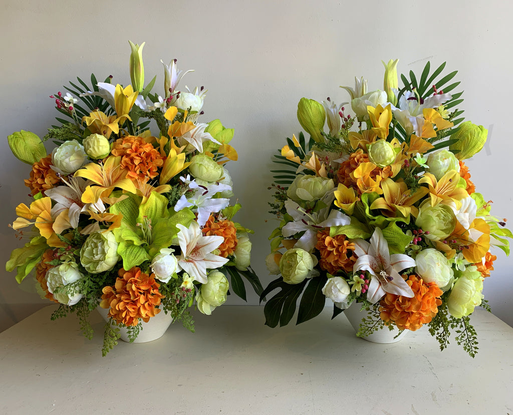 FA1110 Lilies & Hydrangea Flower Arrangement 80cm tall (Saint Hilda's