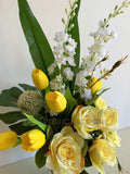 FA1112B - Tulip & Rose Floral Arrangement (75cm Height) REF: Michelle | ARTISTIC GREENERY
