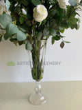 FA1113 - Faux White Roses Floral Arrangement (90cm Height) REF: Carmel A | ARTISTIC GREENERY