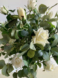 FA1113 - Faux White Roses Floral Arrangement (90cm Height) REF: Carmel A | ARTISTIC GREENERY
