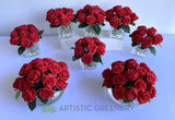 FA1123 - Deluxe Red Roses Arrangement (Real Touch Quality) in Acrylic Water 2 Sizes | ARTISTIC GREENERY