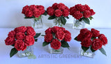 Square Style - FA1123 - Deluxe Red Roses Arrangement (Real Touch Quality) in Acrylic Water 2 Sizes | ARTISTIC GREENERY