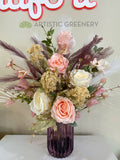 FA1125 - Pink & White Roses Flower Arrangement 60cm tall | ARTISTIC GREENERY