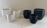 CER-FB81 Octagon Ceramic Pots  - Black / White - 3 Sizes
