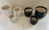 CER-FB81 Octagon Ceramic Pots  - Black / White - 3 Sizes