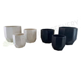 FB81 Octagon Ceramic Pot Planter  - Black / White - 3 Sizes