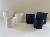 CER-FB82 Stylish Straight Round Ceramic Pots  - Black / White - 3 Sizes