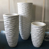 Fiberglass Round Pot Ripple Pattern- White (Code: FG44001)