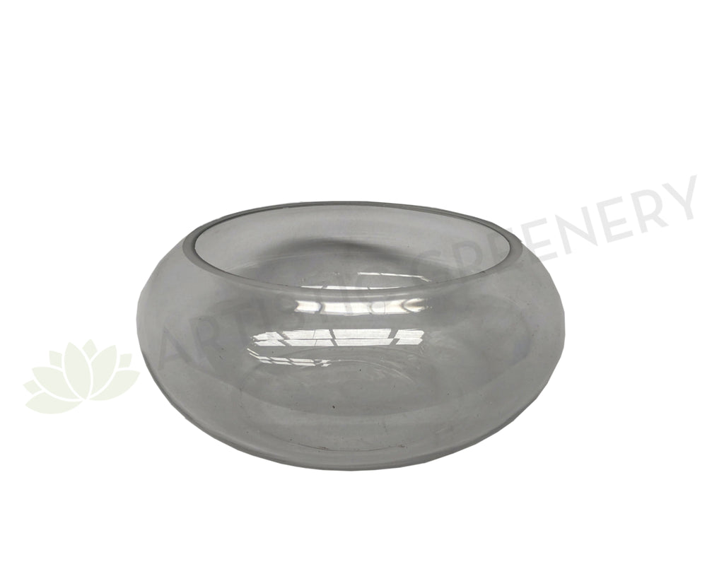 Floating Candle Bowl / Shallow Glass Vase Round Clear Artistic Greenery