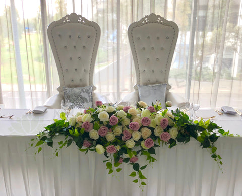 For Hire - Bridal Table Centrepiece (Dusty Pink & White) 180cm