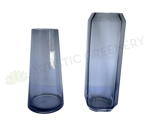 Tinted Glass Vase 2 Styles Round (Code: G-T25-8) / Square (Code: G-T30-7) | ARTISTIC GREENERY
