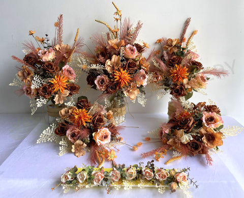 Natural Style Bouquet (Upright) - Orange / Pink / Brown - Grace G | ARTISTIC GREENERY