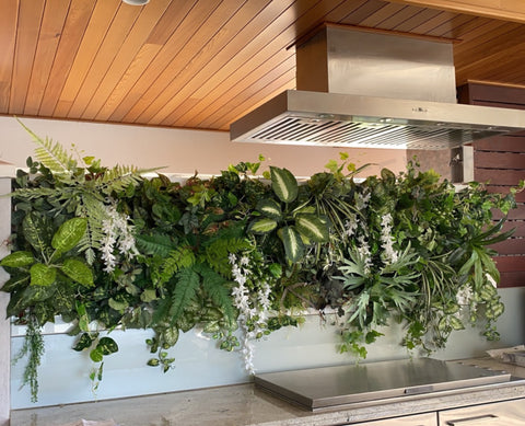 Home Interior Design - Made-to-order Artificial Greenery Wall for Outdoor BBQ Area (Ocean Reef) | ARTISTIC GREENERY