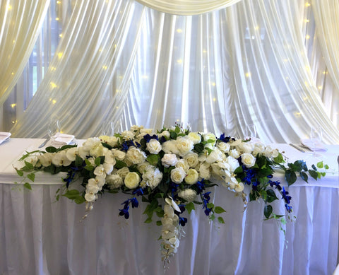 For Hire - White & Blue Bridal Table Centrepiece 180cm (Code: HI0005)