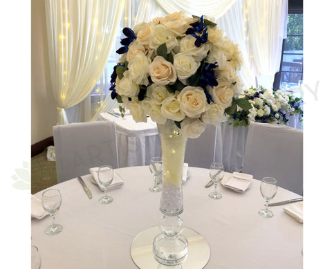 For Hire - White with Galaxy Blue Guest Table Centrepiece 85cm (Code: HI0006)