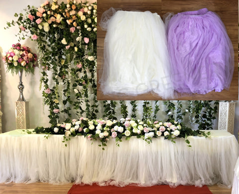 For Hire - White / Purple Tutu Table Skirt (Code: HI0007)