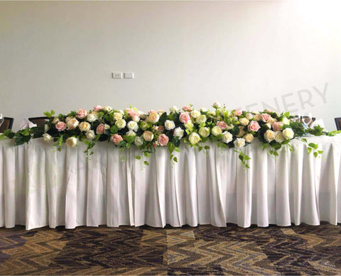 For Hire - White & Pink Bridal Table Centrepiece 200cm (Code: HI0008)