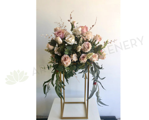 For Hire - Dusty Pink Centrepiece on Gold Stand 95cm (Code: HI0009)