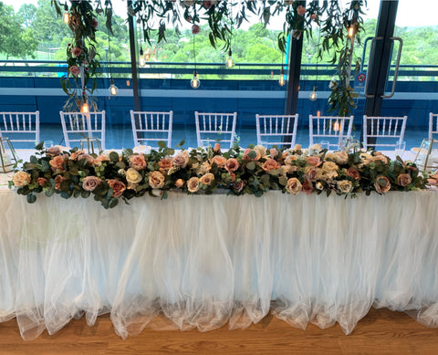 For Hire - Rustic Style Bridal Table Centrepiece 180cm (Code: HI0013-180) Rustic Rose Arrangement | ARTISTIC GREENERY