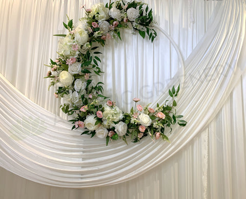 For Hire - Floral Hoop for Bridal Table Backdrop 80cm (Code: HI0022)