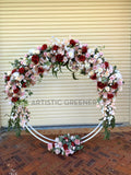 For Hire - Circular Frame / Backdrop with Silk Flower Swags (Code: HI0038) Wedding and Birthday Prop Hire Perth | ARTISTIC GREENERY